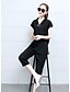 cheap Women&#039;s Two Piece Sets-Women&#039;s Casual/Daily Casual Summer Shirt Pant Suits,Solid Shirt Collar Short Sleeve 100% Cotton