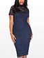 cheap Women&#039;s Dresses-Women&#039;s Lace Plus Size Going out Street chic Slim Bodycon Dress - Patchwork Lace Cut Out Crew Neck Spring Navy Blue XXXXL XXXXXL XXXXXXL