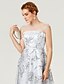 cheap Prom Dresses-A-Line Fit &amp; Flare Open Back Pattern Dress Illusion Detail Cocktail Party Prom Dress Illusion Neck Sleeveless Knee Length Tulle Over Lace with Sash / Ribbon Pattern / Print
