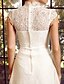 cheap Wedding Dresses-Sheath / Column High Neck Court Train Organza Cap Sleeve Formal / Simple See-Through / Backless Made-To-Measure Wedding Dresses with Lace 2020