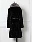 Χαμηλού Κόστους Γυναικείες Γούνες &amp; Δέρματα-Γυναικεία Καθημερινά Απλός / Καθημερινό Χειμώνας Μακρύ Γούνινο παλτό, Μονόχρωμο Όρθιος Γιακάς Μακρυμάνικο Άλλα Μαύρο