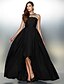 preiswerte Ballkleid-A-Linie Elegant Kleid Abiball Formeller Abend Asymmetrisch Ärmellos Illusionsausschnitt Taft mit Plissee Perlenstickerei 2024