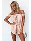 cheap Women&#039;s Rompers-Women&#039;s Romper Pure Color Color Block Boat Neck Work Weekend Relaxed Regular Fit Short Sleeve Puff Sleeve Pink S M L Spring