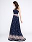 cheap Prom Dresses-A-Line Pattern Dress Prom Formal Evening Dress Strapless Sleeveless Floor Length Chiffon with Criss Cross Pattern / Print