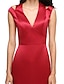 cheap Special Occasion Dresses-A-Line Cut Out Dress Holiday Cocktail Party Floor Length Sleeveless V Neck Satin with Split Front 2024