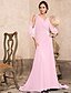 cheap Special Occasion Dresses-A-Line Empire Dress Formal Evening Sweep / Brush Train 3/4 Length Sleeve V Neck Chiffon V Back with Crystals 2022