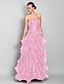 cheap Evening Dresses-A-Line Elegant Dress Prom Floor Length Sleeveless Strapless Organza with Ruffles Tier 2022 / Formal Evening