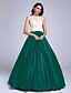 preiswerte Abendkleider-Ballkleid Muster Quinceanera Formeller Abend Kleid Illusionsausschnitt Ärmellos Boden-Länge Stretch - Satin Perlen-Spitze mit Applikationen 2020