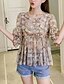 cheap Women&#039;s Blouses &amp; Shirts-Women&#039;s Daily Going out Boho Summer Fall Blouse,Floral Round Neck Half Sleeves Polyester Medium