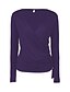 abordables Top femme grande taille-Femme T shirt Tee Couleur Pleine Col V Violet Gris Noir du quotidien Sortie Croisé Vêtement Tenue / Manches Longues