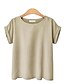 billige T-skjorter til kvinner-Bomull Medium Kortermet,Rund hals T-skjorte Ensfarget Sommer Gatemote Plusstørrelser Dame