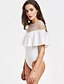 cheap Basic Women&#039;s Tops-Women&#039;s Ruffle Daily White Black Bodysuit Onesie, Polka Dot / Patchwork Mesh S M L Short Sleeve Summer