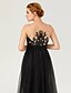 cheap Evening Dresses-A-Line Beautiful Back Furcal Holiday Cocktail Party Formal Evening Dress Illusion Neck Sleeveless Court Train Tulle with Sash / Ribbon Buttons Pleats