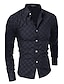 cheap Men&#039;s Dress Shirts-Men&#039;s Shirt Dress Shirt Geometric Striped Standing Collar Black Blue Gray Long Sleeve Plus Size Daily Tops Active / Summer / Summer