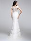 ieftine Rochii de Mireasă-Mermaid / Trumpet Wedding Dresses V Neck Floor Length All Over Lace Cap Sleeve Romantic Sexy Illusion Detail Backless with Lace 2022