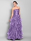 cheap Evening Dresses-A-Line Elegant Dress Prom Floor Length Sleeveless Strapless Organza with Ruffles Tier 2022 / Formal Evening