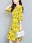 cheap Women&#039;s Dresses-Women&#039;s Going out Simple / Street chic Flare Sleeve A Line / Chiffon Dress - Print / Summer