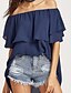 cheap Women&#039;s Blouses &amp; Shirts-Women&#039;s Going out Street chic Petal Sleeves Blouse - Solid Colored Ruffle Boat Neck / Spring / Summer