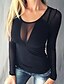 cheap Plus Size Tops-Women&#039;s T shirt Solid Colored Fashion Round Neck Party Birthday Modern Style Stylish Long Sleeve Tops Casual Vintage Black / Mesh / Sexy