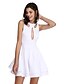 cheap Cocktail Dresses-A-Line Fit &amp; Flare Cut Out Keyhole Cute Homecoming Cocktail Party Prom Dress Jewel Neck Sleeveless Short / Mini Jersey with Buttons 2021