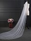 cheap Wedding Veils-Two-tier Cut Edge / Pencil Edge Wedding Veil Chapel Veils with Ruffles Tulle / Oval