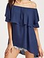 cheap Women&#039;s Blouses &amp; Shirts-Women&#039;s Going out Street chic Petal Sleeves Blouse - Solid Colored Ruffle Boat Neck / Spring / Summer