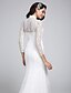 Χαμηλού Κόστους Νυφικά Φορέματα-Φορεματα για γαμο Τρομπέτα / Γοργόνα Ζιβάγκο Μακρυμάνικο Ουρά μέτριου μήκους Όλο δαντέλα Νυφικά φορέματα Με Δαντέλα 2023