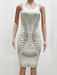 זול שמלות נשים-קיץ פוליאסטר שרוולים קצרים מעל הברך צווארון מרובע דפוס וינטאג&#039; סגנון רחוב ליציאה שמלה צינור נדן נשים,גיזרה בינונית (אמצע) מיקרו-אלסטי