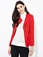 preiswerte Blazer für Damen-Damen Alltag Retro Frühling / Herbst Übergrössen Standard Jacke, Solide V-Ausschnitt Langarm Schwarz / Wein L / XL / XXL