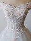 cheap Evening Dresses-Ball Gown Elegant Floral Lace Up Formal Evening Wedding Party Dress Off Shoulder Sleeveless Court Train Lace Satin Tulle with Lace Flower Bandage 2020
