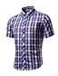 cheap Men&#039;s Casual Shirts-Men&#039;s Shirt Plaid Button Down Collar Wine Green White Black Gray Short Sleeve Daily Weekend Print Slim Tops / Summer / Summer