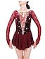 cheap Ice Skating Dresses , Pants &amp; Jackets-Figure Skating Dress Women&#039;s Girls&#039; Ice Skating Dress Outfits Claret-red Spandex Lace High Elasticity Competition Skating Wear Warm Handmade Jeweled Rhinestone Long Sleeve Ice Skating Figure Skating