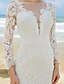 cheap Wedding Dresses-Mermaid / Trumpet Bateau Neck Sweep / Brush Train All Over Lace Made-To-Measure Wedding Dresses with Lace / Ruched by LAN TING BRIDE® / Illusion Sleeve