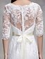 cheap Wedding Dresses-Mermaid / Trumpet Bateau Neck Sweep / Brush Train Lace Made-To-Measure Wedding Dresses with Lace by LAN TING BRIDE® / See-Through