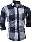 abordables camisas casuales de los hombres-Hombre Camisa Ajedrez Cuello Italiano Gris Rojo Manga Larga Diario Estampado Delgado Tops Ropa de calle Tejido Oriental