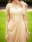 cheap Bridesmaid Dresses-Mermaid / Trumpet High Neck Court Train Chiffon / Corded Lace Bridesmaid Dress with Lace / Sash / Ribbon / Bow(s) / See Through