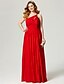 cheap Special Occasion Dresses-Sheath / Column Elegant Open Back Holiday Cocktail Party Prom Dress One Shoulder Sleeveless Floor Length Chiffon with Pleats Ruched Side Draping 2021 / Formal Evening