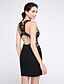 cheap Cocktail Dresses-Sheath / Column Little Black Dress Homecoming Cocktail Party Prom Dress Jewel Neck Sleeveless Short / Mini Chiffon Tulle with Sequin Appliques