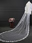 cheap Wedding Veils-Two-tier Lace Applique Edge Wedding Veil Chapel Veils with Satin Flower / Embroidery Tulle / Classic