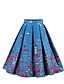 baratos Partes de baixo em tamanhos grandes-Mulheres Vintage Saias Diário Feriado Floral Azul Roxo Rosa S M L