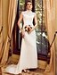 cheap Wedding Dresses-Sheath / Column High Neck Court Train Organza Cap Sleeve Formal / Simple See-Through / Backless Made-To-Measure Wedding Dresses with Lace 2020