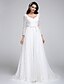 Недорогие Häämekot-A-Line V Neck Court Train All Over Lace Made-To-Measure Wedding Dresses with Lace by LAN TING BRIDE® / See-Through
