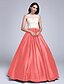 preiswerte Abendkleider-Ballkleid Muster Quinceanera Formeller Abend Kleid Illusionsausschnitt Ärmellos Boden-Länge Stretch - Satin Perlen-Spitze mit Applikationen 2020