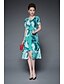 cheap Women&#039;s Dresses-Women&#039;s Daily Going out Vintage Street chic Sheath Swing Dress Print Summer Blue XXL XXXL XXXXL