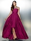 cheap Prom Dresses-A-Line Elegant Dress Prom Formal Evening Asymmetrical Sleeveless Illusion Neck Taffeta with Pleats Beading 2024