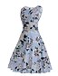cheap Vintage Dresses-Women&#039;s Floral Party / Going out Vintage / Street chic Swing Dress - Floral Pleated / Print Summer Light Blue M L XL