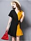 cheap Women&#039;s Dresses-Women&#039;s Going out Street chic Sheath Dress - Color Block Bow Asymmetrical V Neck
