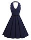 cheap Women&#039;s Dresses-Women&#039;s Navy Blue Dress All Seasons Party Sheath Swing Solid Colored Halter Neck Backless S M / Cotton