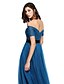 cheap Special Occasion Dresses-A-Line Celebrity Style Prom Formal Evening Dress Off Shoulder Short Sleeve Floor Length Tulle with Sash / Ribbon Criss Cross 2020