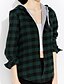 cheap Women&#039;s Jackets-Women&#039;s Daily Street chic Large Size Slim Spring Jackets Plaid Hooded Long Sleeve